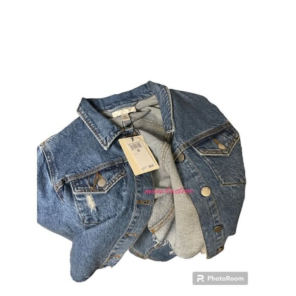Industry Women's Cropped Jean Jacket Medium Indigo Wash Sz Medium NWT Jeans‎ - Picture 3 of 5